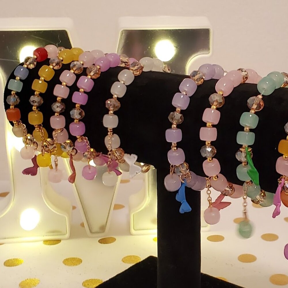 Women's Boho Butterfly Glass Beaded Stretch Bracelet Fashion Jewelry